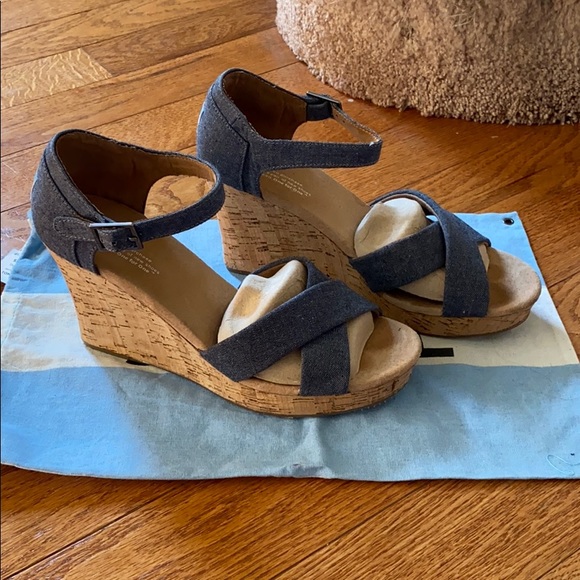 Toms denim cork wedge - Picture 1 of 4